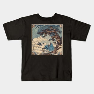 Hokusai-inspired Woodblock Print: The Wind in the Trees Kids T-Shirt